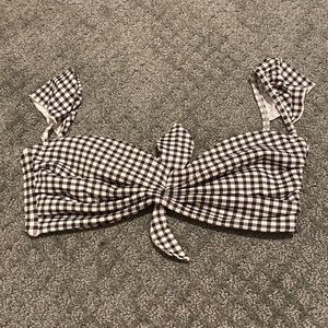 plaid black and white bikini top